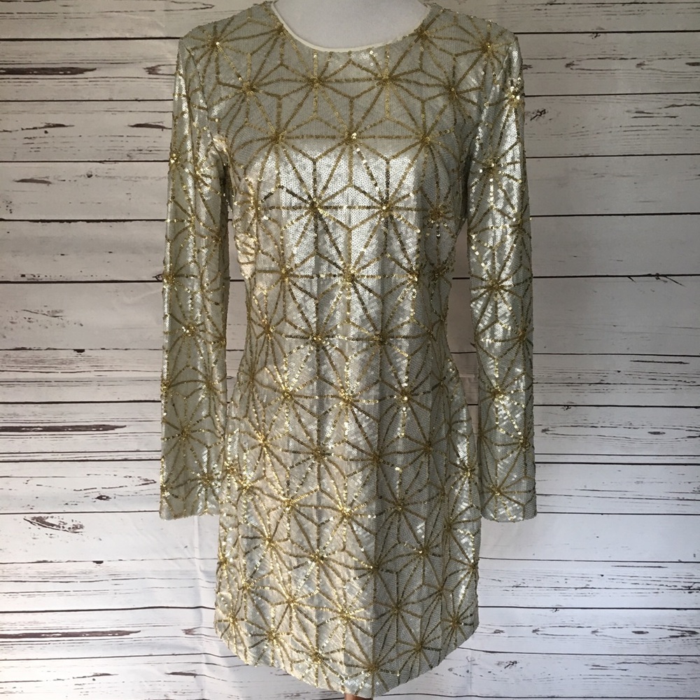 Dress the Population Gold Sequin Mini Dress